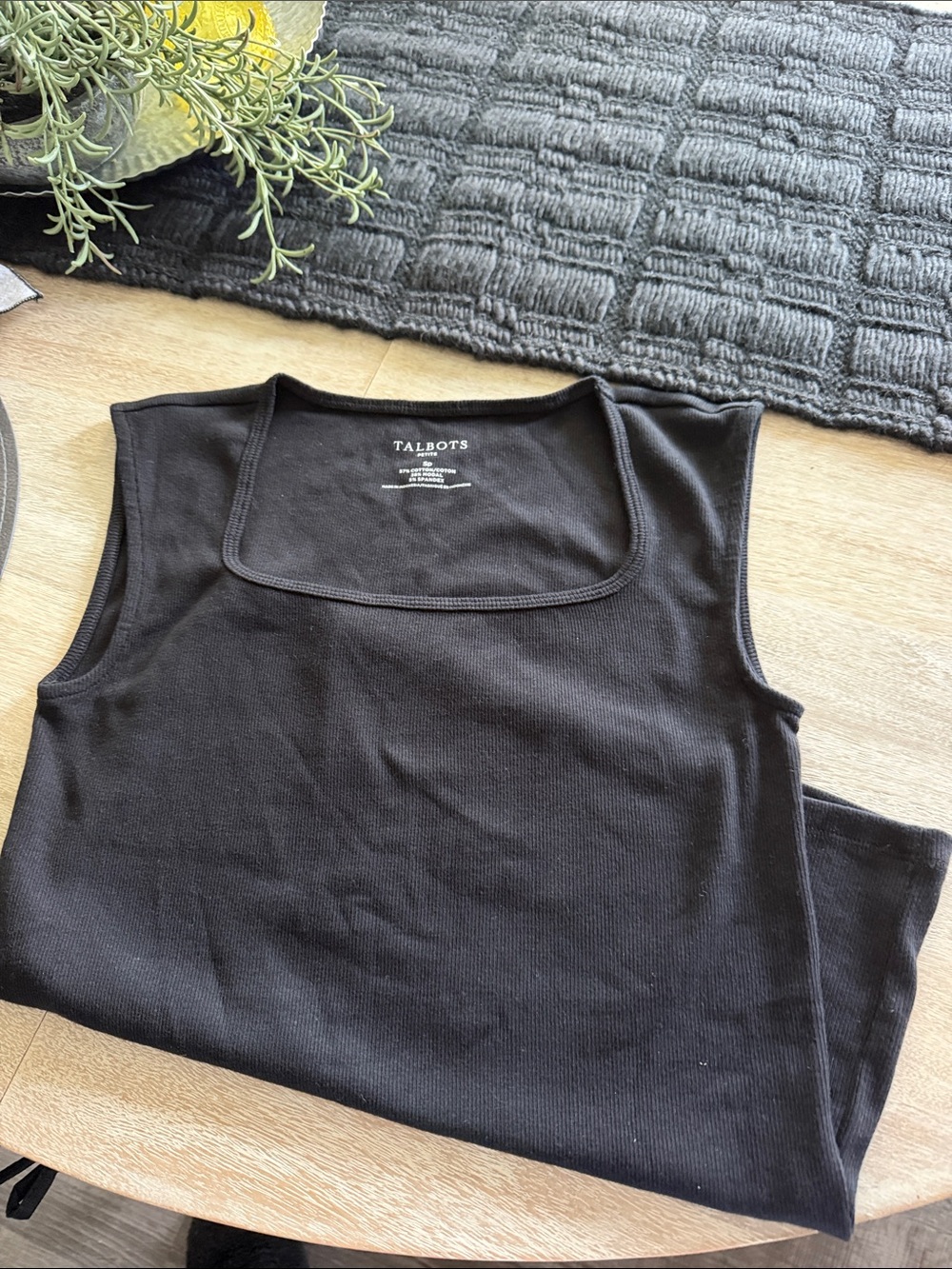 Talbots Black Square-Neck Sleeveless Top NWOT SP